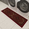 thumbnail image 5 of Ottomanson Medallion Bathroom Runner Rug 20" x 53" - Non Slip Low Pile Carpet, Red, 5 of 13