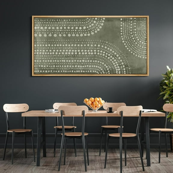 IDEA4WALL Extra Large Framed Canvas Print Wall Art Abstract Dot Matrix Canvas Art in Olive Tones Fine Art Contemporary Graffiti Wall Decor Oversized Artwork Relax/Calm for Living Room - 60"x30"