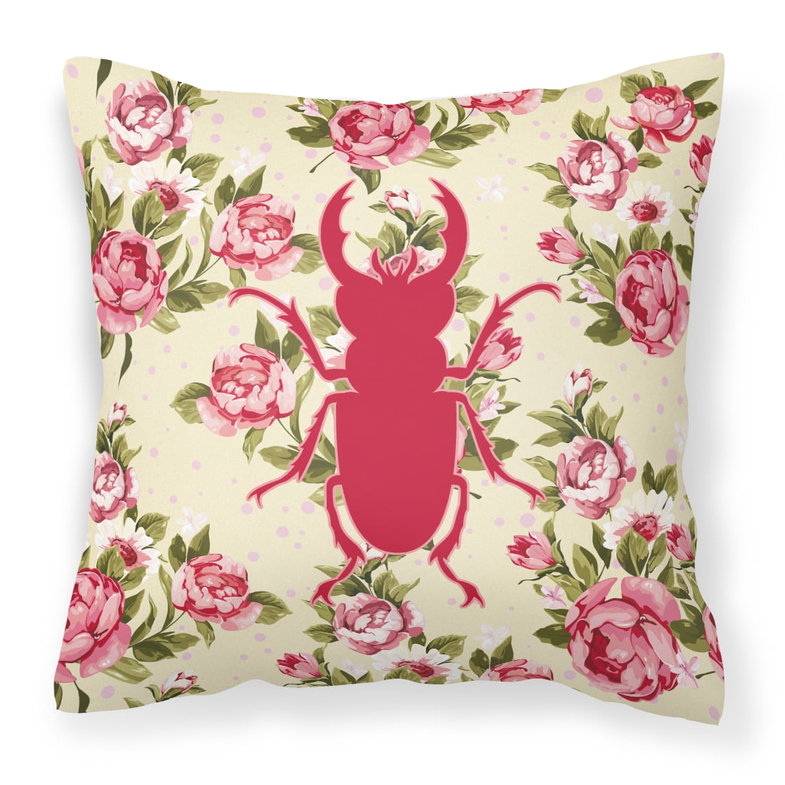 Beetle Shabby Chic Yellow Roses Fabric Decorative Pillow