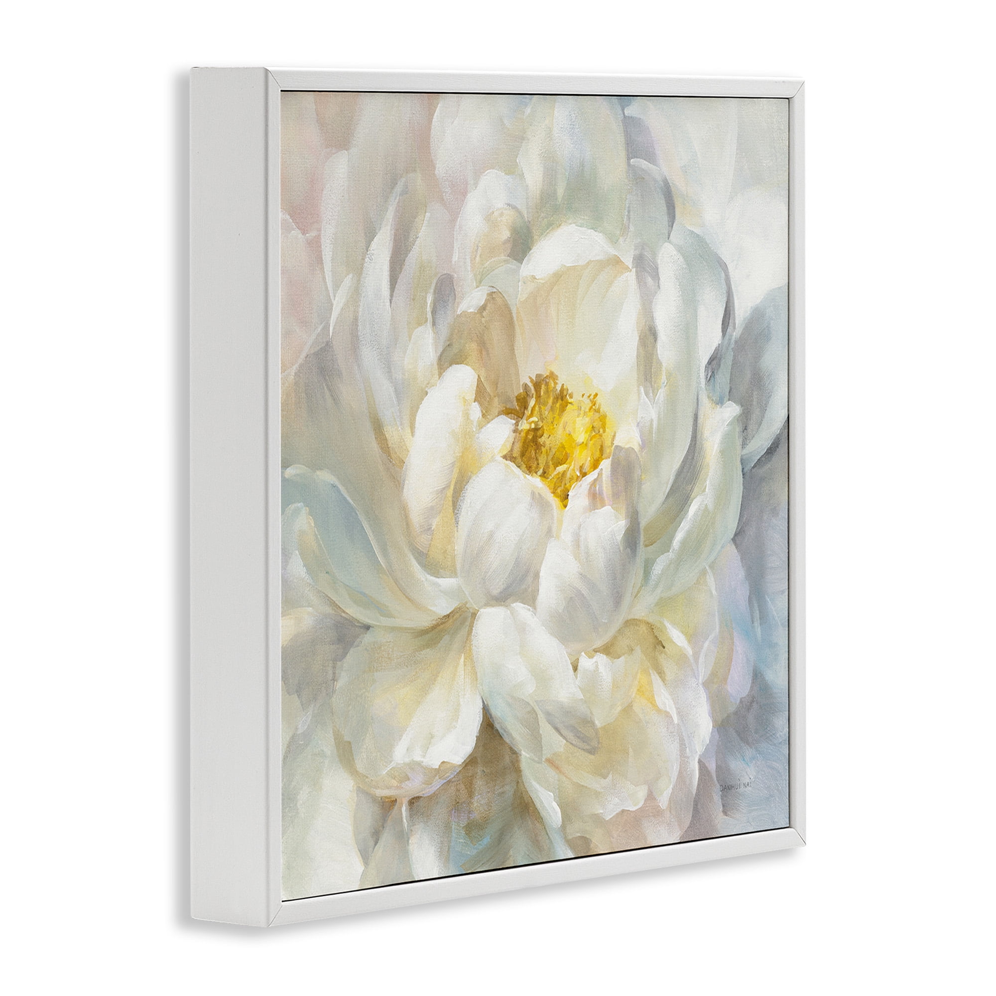 Stupell Industries Delicate Flower Petals Painting Botanical & Floral Painting White Framed Art Print Wall Art, 17 x 17