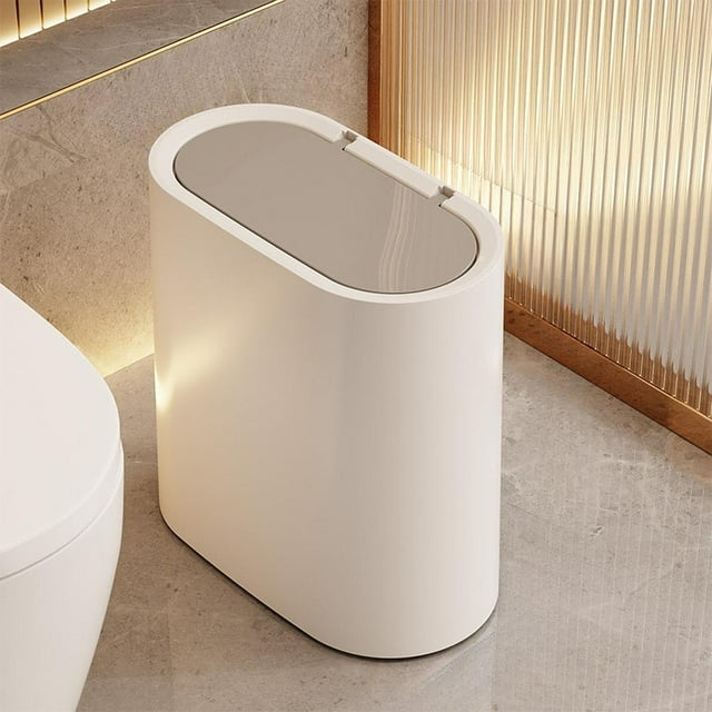 Cocina de polvo nórdico Desgastamiento de la cocina moderna recipiente de basura de basura del baño puede ser resistente lata de basura delgada para con tapa