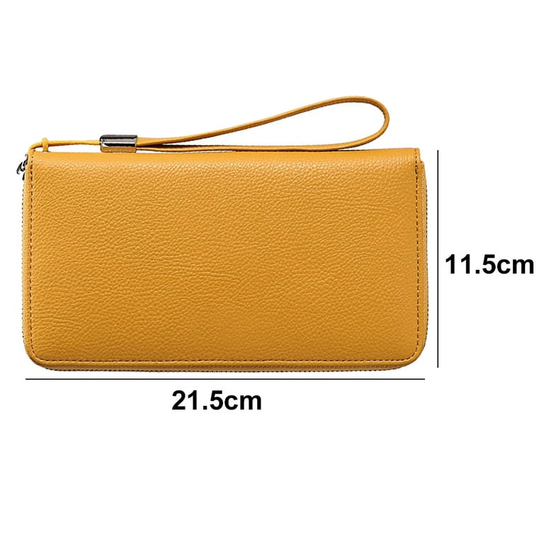 Women s purse shielded leather zipper purse Mango yellow