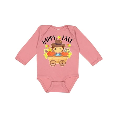 

Inktastic Happy Fall cute autumn scarecrow Gift Baby Boy or Baby Girl Long Sleeve Bodysuit