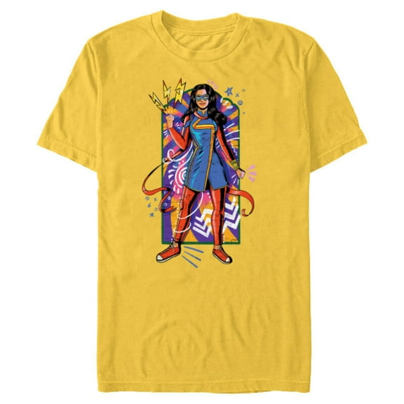 Marvel Ms. Marvel Kamala Khan Mural Art - Short Sleeve Blended T-Shirt for Adults - Customized-Yellow
