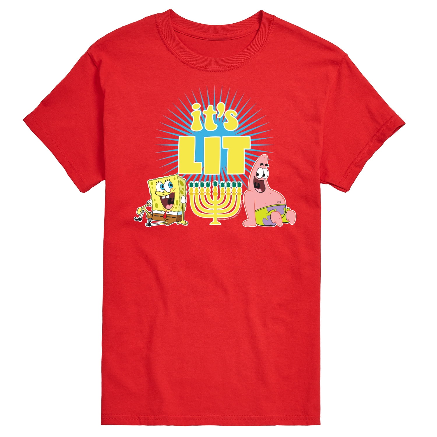 SpongeBob SquarePants - It s Lit Hanukkah Spongebob and Patrick Short Sleeve Graphic T-Shirt
