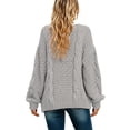thumbnail image 3 of Womens Chunky Cable Knit Cardigan Sweaters Open Front Long Sleeve Slouchy Fall Outwear Coats, 2XL, 3 of 6