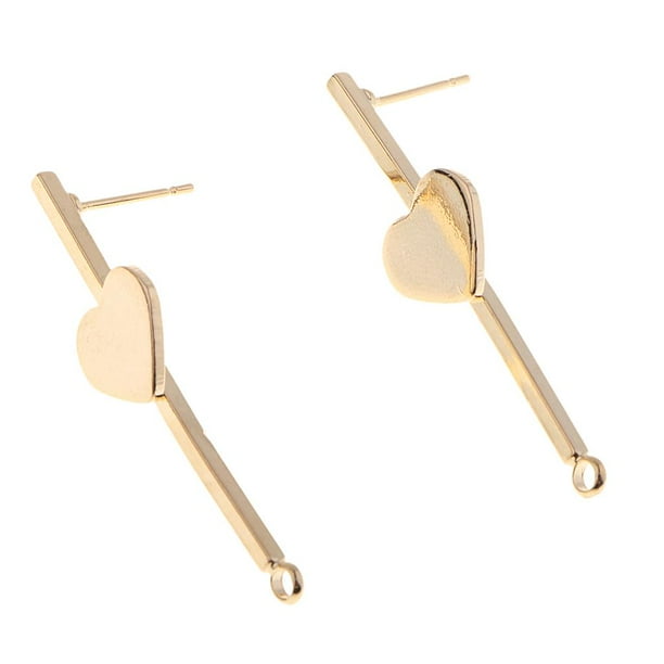 2 Piezas De Cobre Stud Earring En Cabochon Base Ajuste Bandejas dorado