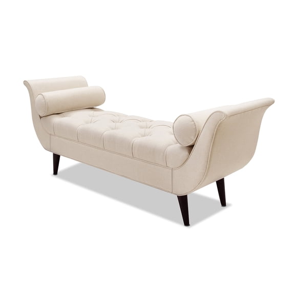 Newboti Furniture Alma Tufted Flared Arm Entryway Bench, Sky Neutral Beige Polyester 84279