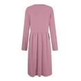 thumbnail image 4 of Huankd Women's Boat Neck Button Down Skater Dress with Pockets Purple Pink XL, 4 of 5