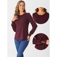 thumbnail image 2 of DARING DIVA Women's Round Neck Long Sleeves Soft Cotton Tops XS Dark Red, 2 of 6