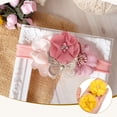thumbnail image 5 of Chiffon Flowers Rhinestone Pearl Sewing Fabric Flowers Artificial Appliques Embellishments Yellow, 5 of 7