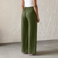 thumbnail image 5 of Pxxlle Linen Pants for Women Business Casual Wide Leg Slacks Solid Color High Waisted Trousers with Pockets Army Green XL, 5 of 7