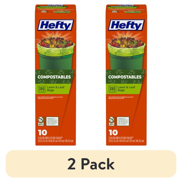 Hefty Compostables Lawn & Leaf Garbage Bags, 33 Gallon photo 1