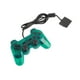 thumbnail image 1 of Para controlador de juegos con cable PS2, agarre cómodo, duradero, doble vibración, con cable, transparente, color verde, 1 of 7