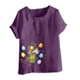 thumbnail image 4 of Daisyyozoid Chandail en Molleton Drôle de Pâques pour Femmes Été Oversize Décontracté Col Rond Manches Courtes Imprimé Floral Ample, 4 of 5
