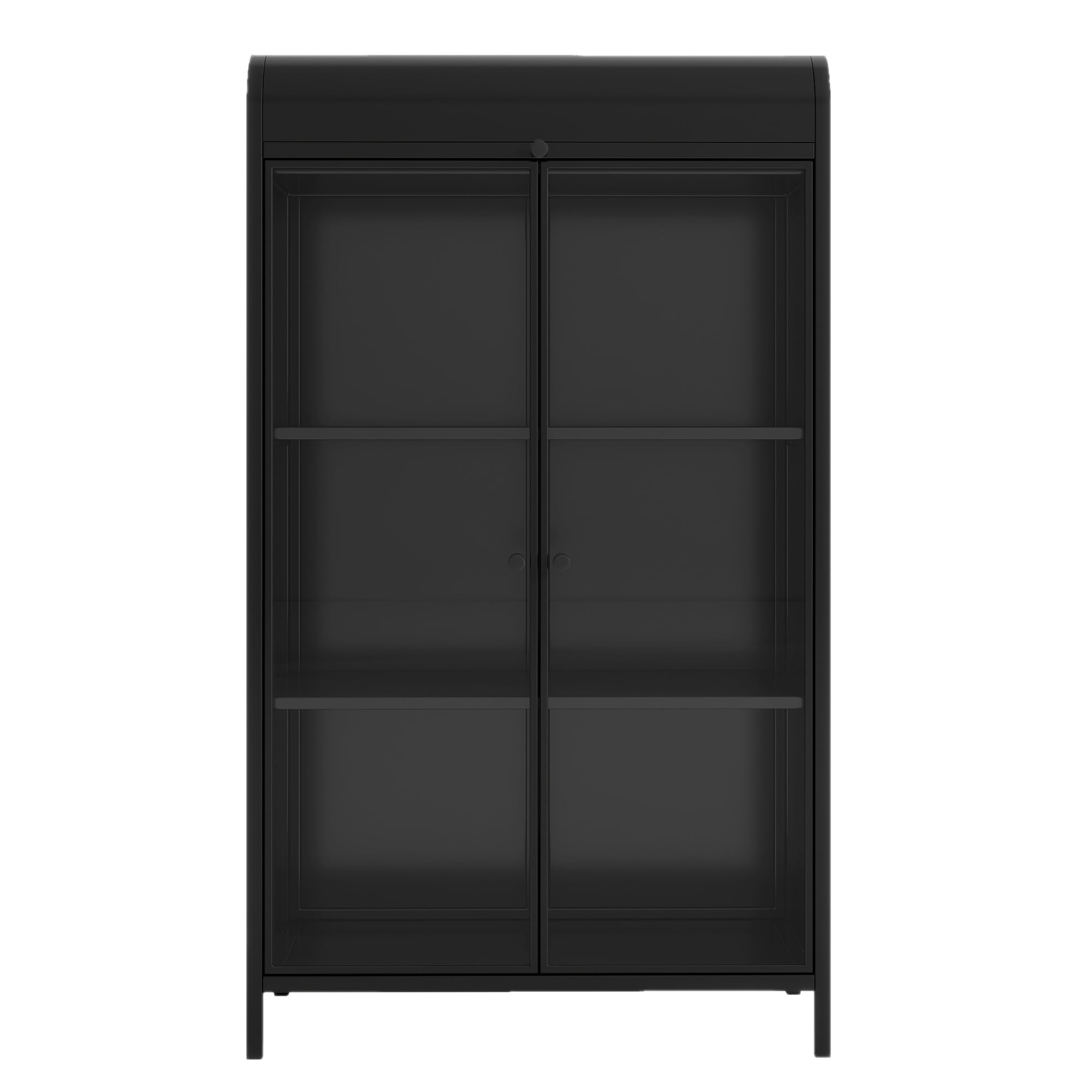 Leumius 4-Tier Metal Storage Cabinet with Glass Doors & Flip-Top, Display Cabinet with Open Shelves, Freestanding Steel Sideboard Buffet for Kitchen, Living Room, Home Office, Dining Room, Bathroom