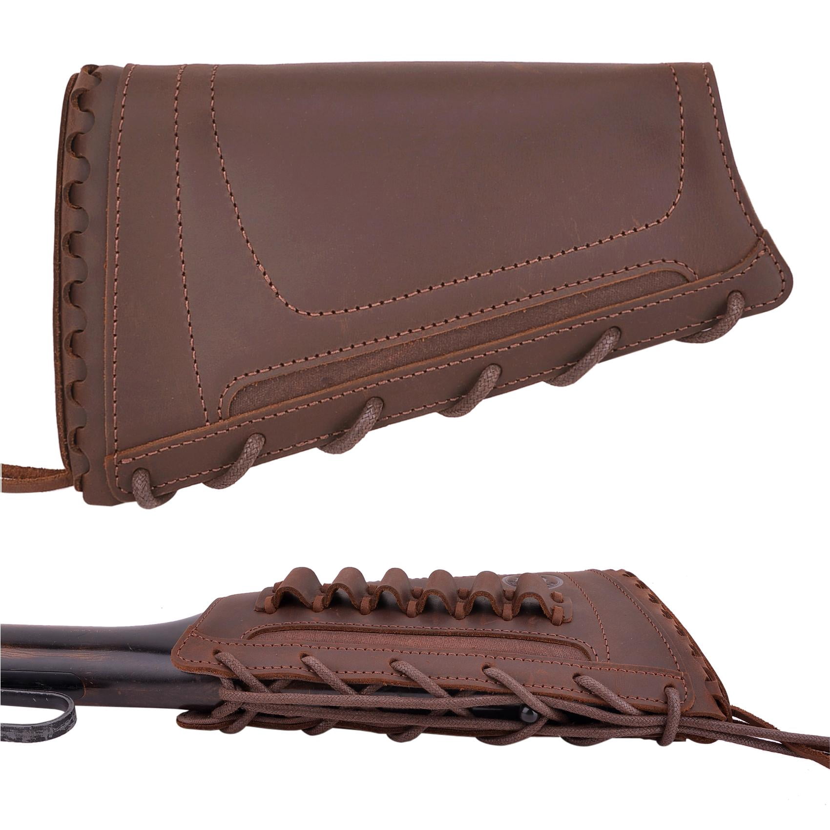 Leather Rifle Buttstock Cover Sleeve with Rifle Ammo Holder .308 .45/70 .40/65 410 .22-250 for Left Handed