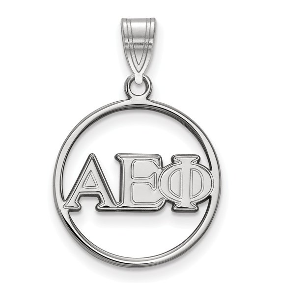 925 Sterling Silver Rh-plated LogoArt Alpha Epsilon Phi Small Circle Pendant; for Adults and Teens; for Women and Men