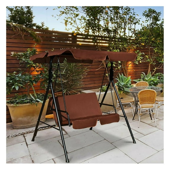 2 Person Canopy Swing, Weather Resistant Outdoor Loveseat, Patio Swing Chair for Porch, Garden, Backyard - Steel Frame, Adjustable Canopy, Cushions Included, 390lbs Capacity