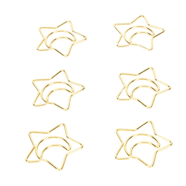 Clips De Papel, Clips Resistentes Al Deslizamiento Portátiles 100 Piezas En Forma De Estrella Y Luna Ampliamente Utilizadas Con Caja De Almacenamiento Para La Escuela Para
