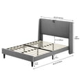 thumbnail image 2 of Dextrus Queen Size Bed Frame with a 50-inch Tall Headboard,No Requirement for Box Spring,Grey, 2 of 5