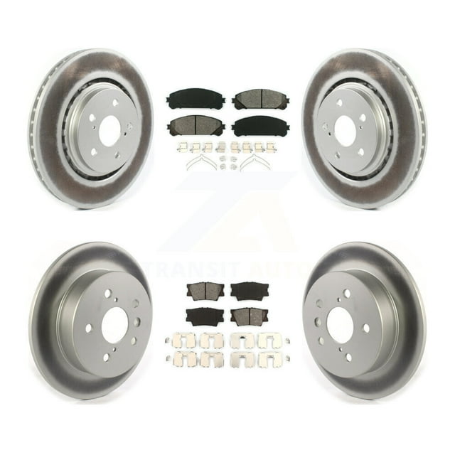 Transit Auto Front Rear Coated Disc Brake Rotors and Semi-Metallic Pads Kit for Car 2022 Toyota Camry TRD with Manual Parking KGS-102413