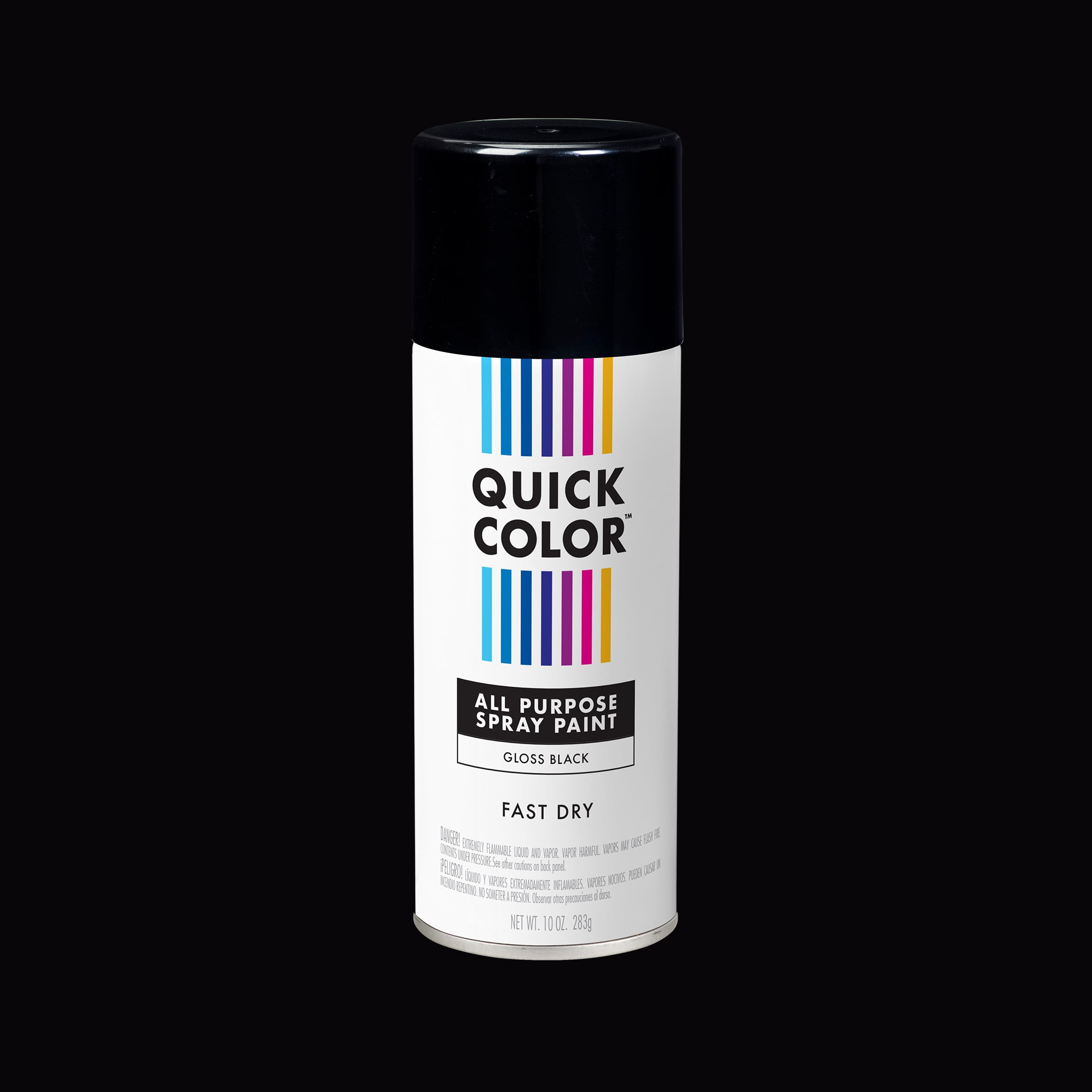 (3 pack) Black, Quick Color All Purpose Gloss Spray Paint-391192, 10 oz
