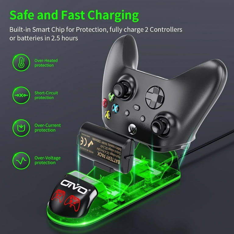 OIVO Chargeur USB avec 2 x 4800 mWh Rechargeable Batteries pour Xbox Series/One  X/S/Elite Manette, Station de Chargement，Noir : : Jeux vidéo