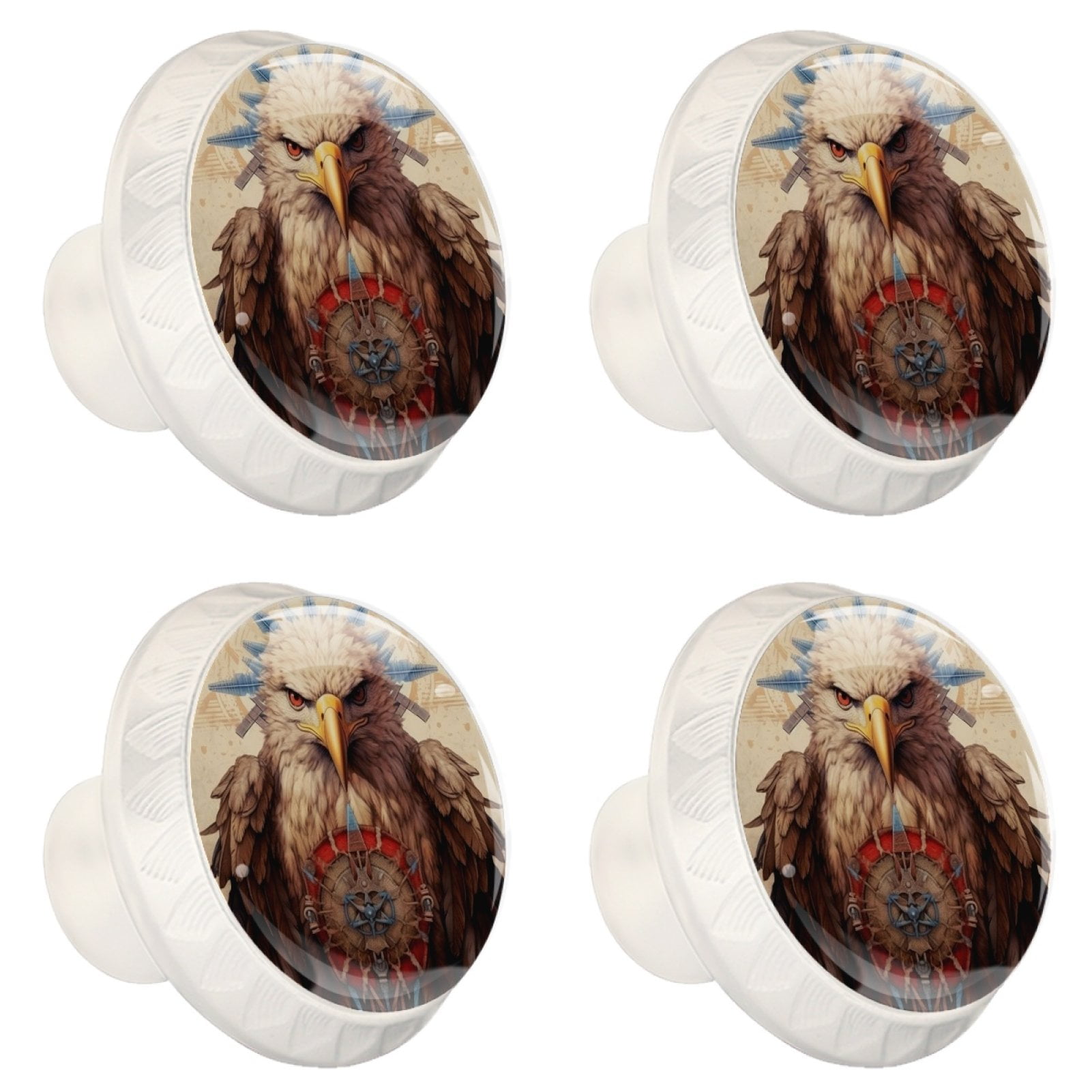 4 Pcs Eagle Knobs for Kitchen Cabinet Cupboard Dresser Bookcase Drawer Pulls Handles Round Home Decor
