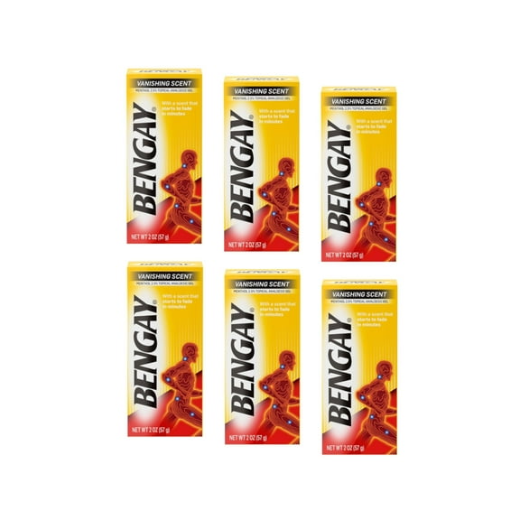 6 Pack Bengay Vanishing Scent Non-Greasy Pain Relief Gel, 2 Oz each