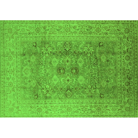 Ahgly Company Indoor Rectangle Oriental Green Industrial Area Rugs, 7' x 9'