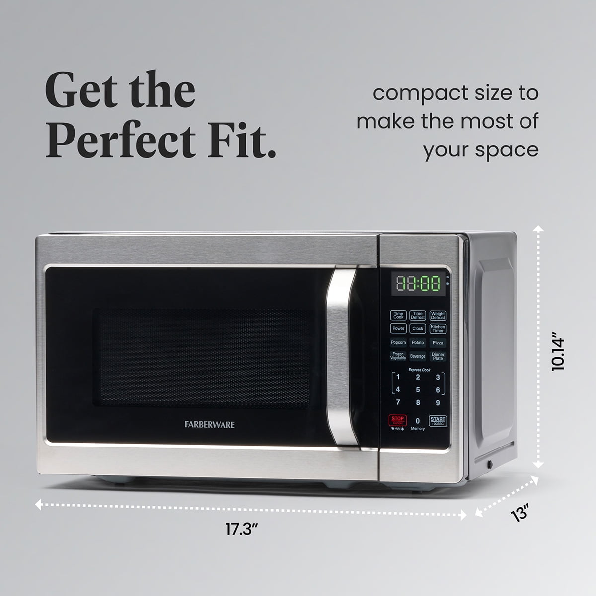 Farberware 0.7 cu ft Microwave Oven, 700W Countertop Microwave Oven with Digital Display, Brushed Stainless