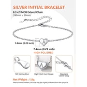 Silvora Elegant Heart Bracelet Women Sterling Silver Initial Letter N Bracelets Charms for Girlfriend Wife Mom