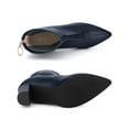 thumbnail image 3 of BLISSFUL STEP Women's Boots Pointy Toe Back Zip Block Heel Ankle Boots Dark Blue 11, 3 of 7