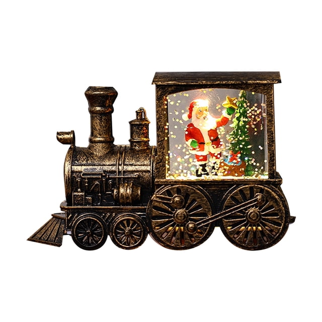 Christmas Train Tabletop Xmas Holiday Centerpiece Festive Desktop Ornament for Home Party Decorations