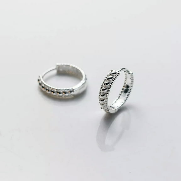 K-KED 925 Sterling Silver Hoop Huggie Earrings 11mm Diameter - 925 Silver