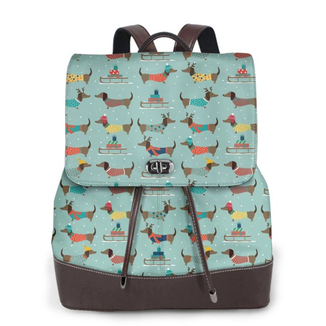 Fotbe winter ski Dachshund Mochila Bolso con Estampado para Mujer, Mochila Antirrobo de Nylon Impermeable, Bolsa Ligera de Hombro