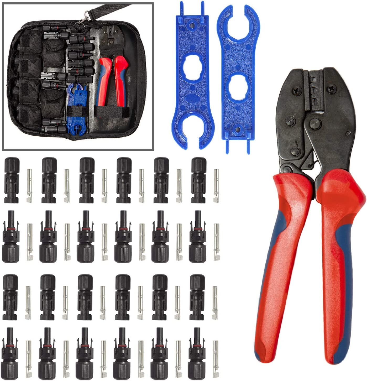 Houseables Solar Crimping Tool, 4mm Wire Connectors for Solar Panels