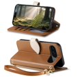 thumbnail image 4 of Leather For Google Pixel 10 Pro / Pixel 10 Case Leaf buckle zipper wallet  3-card  Flip Wallet Leather Case With Card Holder Magnetic Closure  Phone Cases Cover,Brown,For Pixel 10 / 10 Pro, 4 of 7