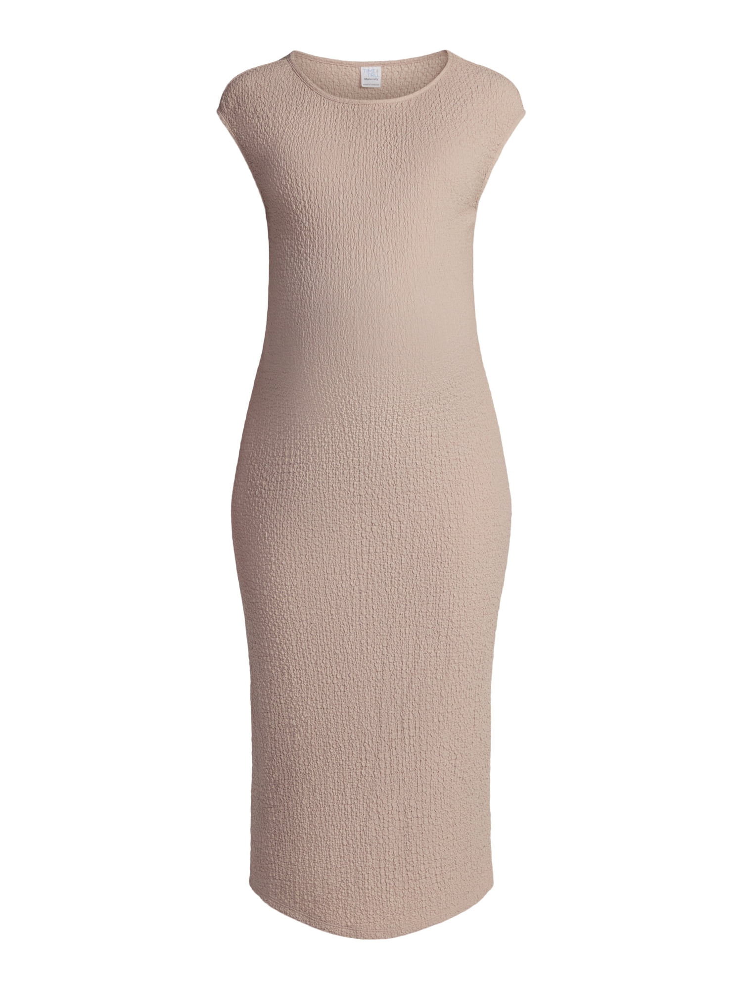Time and Tru Maternity Women's Textured Dress with Cap Sleeves, Sizes S-XXL