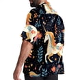 thumbnail image 3 of Starry Unicorn Men's Button Down Hawaiian Poplin Shirt Summer Beach Printed Casual Short Sleeve Unisex Shirts, 3 of 6