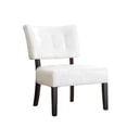 thumbnail image 5 of Modern Armless Decorative Chair, Blended Leather Tufted Accent Chair with Oversized Seating, Leisure Chair with Wood Legs for Bedroom, Living Room, Ivory, 5 of 5