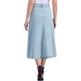 thumbnail image 3 of Faldas de mezclilla largas de mujer inspiradas en Chic, con cintura alta, desgastadas, midi, con bolsillos, M, azul claro, 3 of 6
