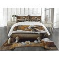 thumbnail image 2 of Ambesonne Rustic Quilted Coverlet 3 Pcs, Cow in Bubbly Bathtub Barn, King Size, Caramel Yellow and Brown, 2 of 4