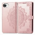 thumbnail image 6 of Dteck for Apple iPhone 16E 2025 Released Wallet Case with Card Holder, Shockproof PU Leather Kickstand Card Slots Case, Embossed Floral Cover with Hand Strap, Rosegold, 6 of 7