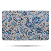 Blue Paisley and Floral Pattern Bathroom Rugs Mat,Non Slip Microfiber Bathroom Rug,Rubber Backing,Soft Bathroom Mats for Bathroom Floor,Tub and Shower,17x27in(43x68cm)