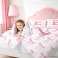 thumbnail image 4 of meiyoeat Pink Personalized Monogram Print 7 Pieces King Bedding For Girls,Cartoon Bow Initial E King Bed In A Bag For Kids,Pink Reversible, 4 of 7