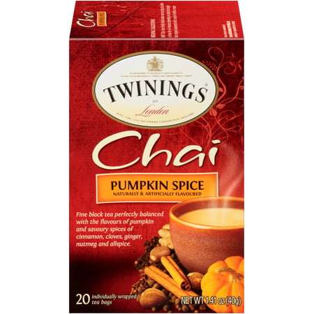 (6 Boxes) Twinings of London Pumpkin Spice Chai Tea Bags, 20