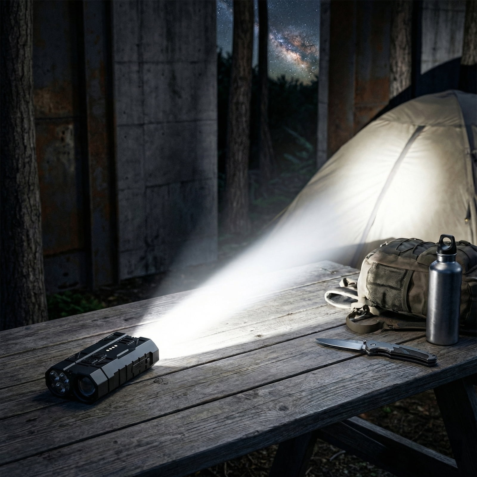 Flashlight, Dual Switch White Laser High Brightness, Aluminum Alloy Portable 1 Pack, for Outdoor Camping Hiking Emergency Long Range Lighting