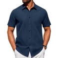 thumbnail image 1 of Camisa de vestir de manga corta para hombre Alimens & Gentle, color azul marino, 1 of 4